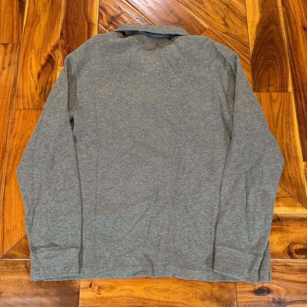 Vintage Polo Ralph Lauren Grey Quarter Zip Pullover Mens XL Navy Blue Pony